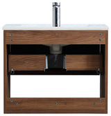 24" Single Bathroom Floating Vanity, Walnut Brown