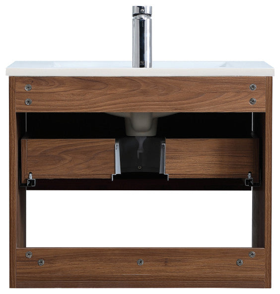 24" Single Bathroom Floating Vanity, Walnut Brown