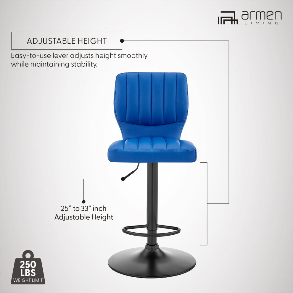 Bardot Adjustable Faux Leather Swivel Bar Stool, Blue