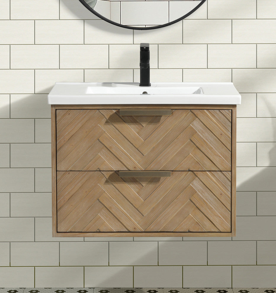 Ari Kitchen & Bath Carlsbad 30" Floating Bathroom Vanity Weathered Fir
