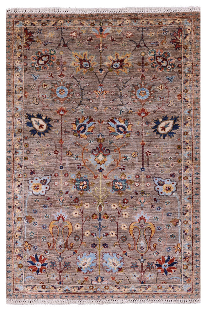 Handmade Persian Tabriz Wool Rug 4' 1" X 6' 0" Q10175