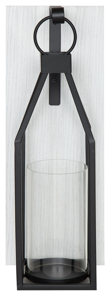 Oakly Wood and Metal Wall Sconce Candle Holder, White