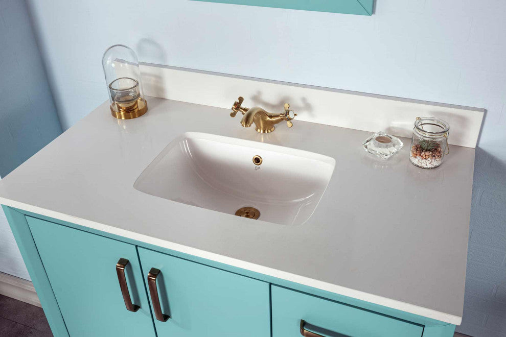 Fabia Collection 42" Bathroom Vanity With Sink, Mirror, Countertop, Turquoise