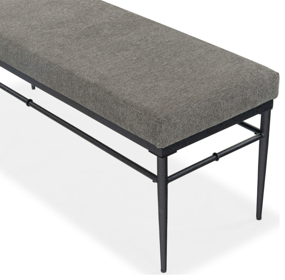 Safavieh Couture Theabella Linen and Metal Bench, Black/Dark Grey