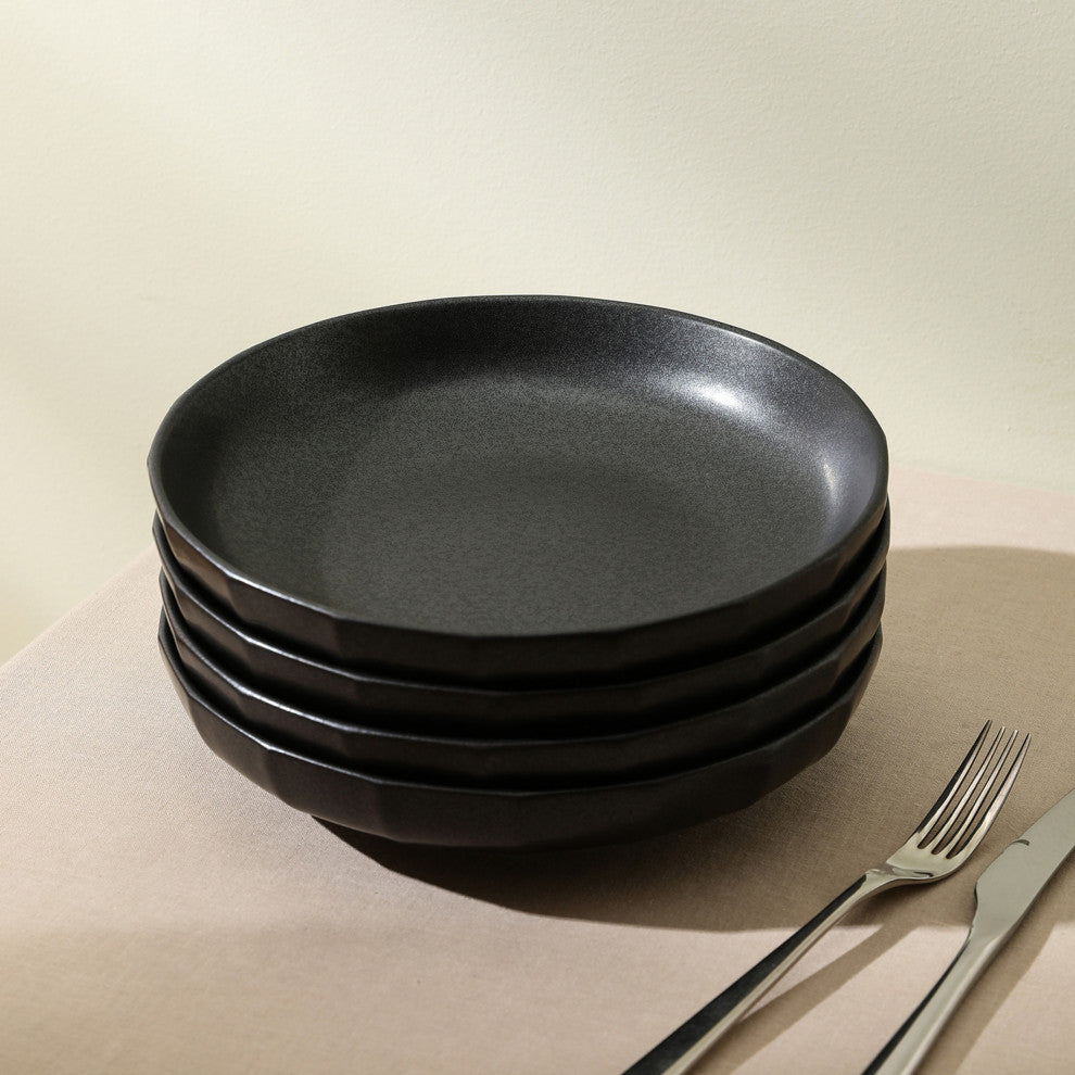 Stone Lain Rio Stoneware Pasta Bowl Set of 4, Black