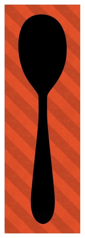 "Mealtime: Red Stripes - Spoon" Digital Paper Print by BG.Studio, 26"x74"