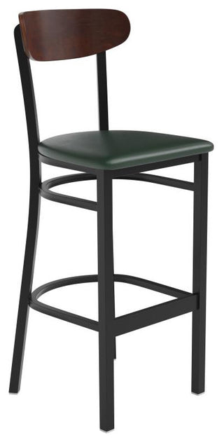 Wright Commercial Grade Barstool -500 LB. Capacity Steel Frame, Walnut Wood Back