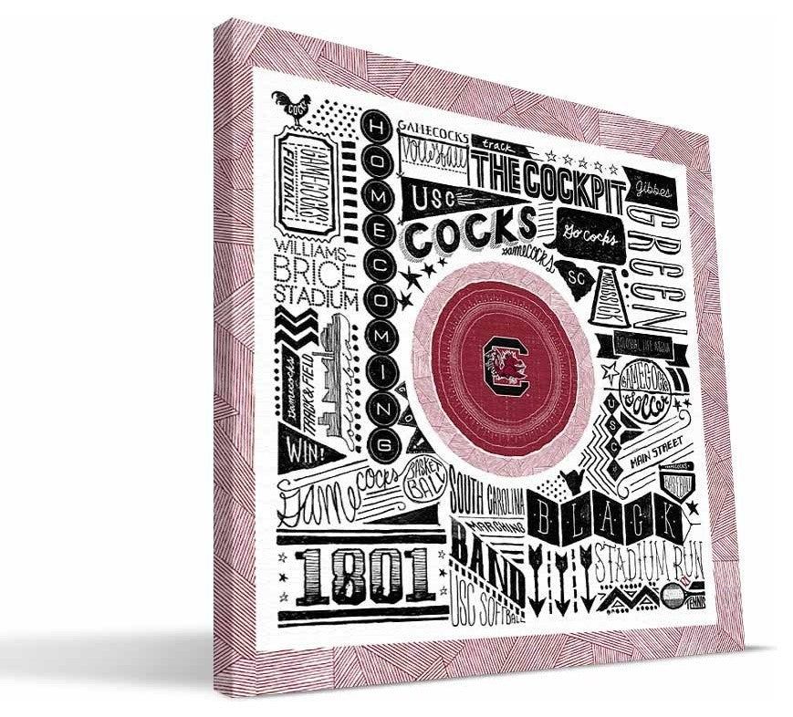 USC Gamecocks Pictograph Canvas Print, 16"x16"
