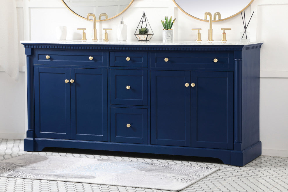 Home Living 21.5" Transitional Black-Light Bathroom Vanity, Blue, 72