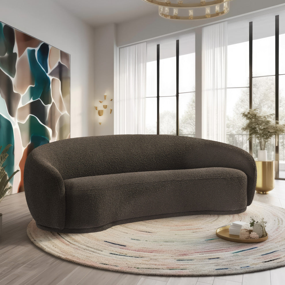 Hyde Boucle Fabric Upholstered, Brown, Sofa