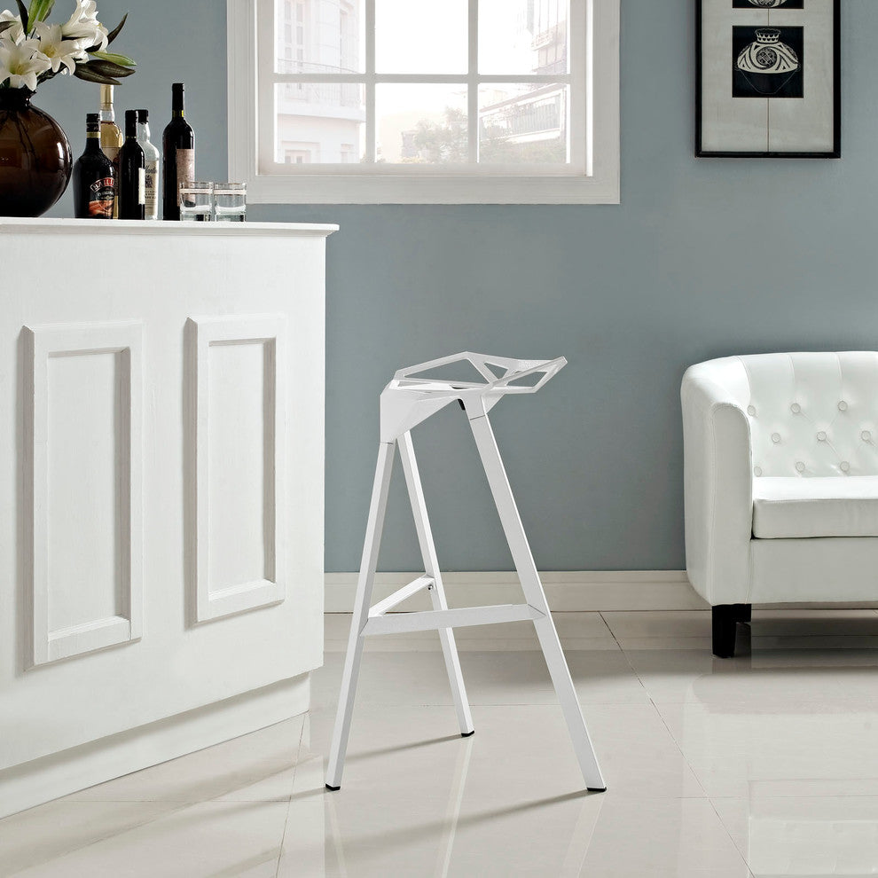Modern Contemporary Dining Kitchen Stacking Bar Stool White