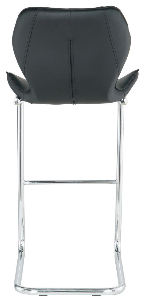 Modern PU 4 Bar chairs with Metal Legs for Dining,kitchen and Bar, Black
