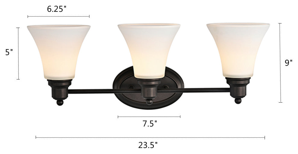 CHLOE Lighting Janet Contemporary 3-Light Rubbed Bronze Bath Vanity Fixture