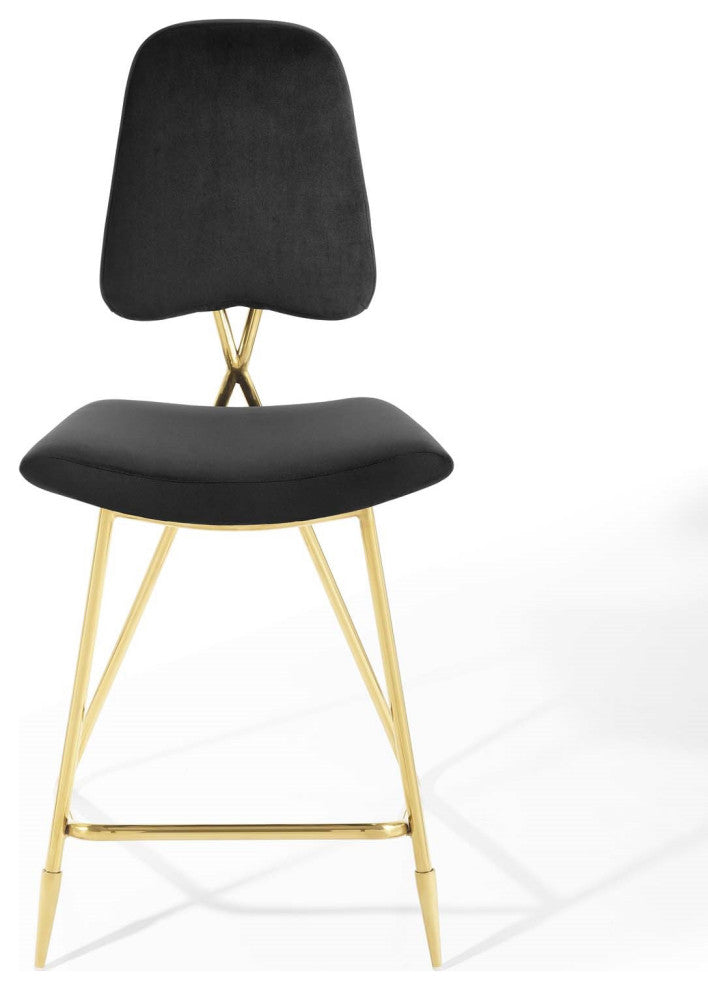 Black Velvet Gold Counter Stool, Paluch Noah Kitchen Counter Stool, Glam Luxe