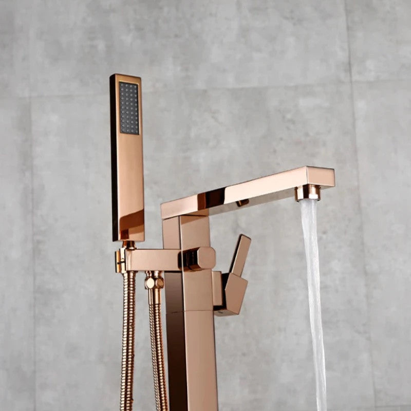 Wasser™ Rose Gold Floor Mounted Bathtub Filler Shower Faucet