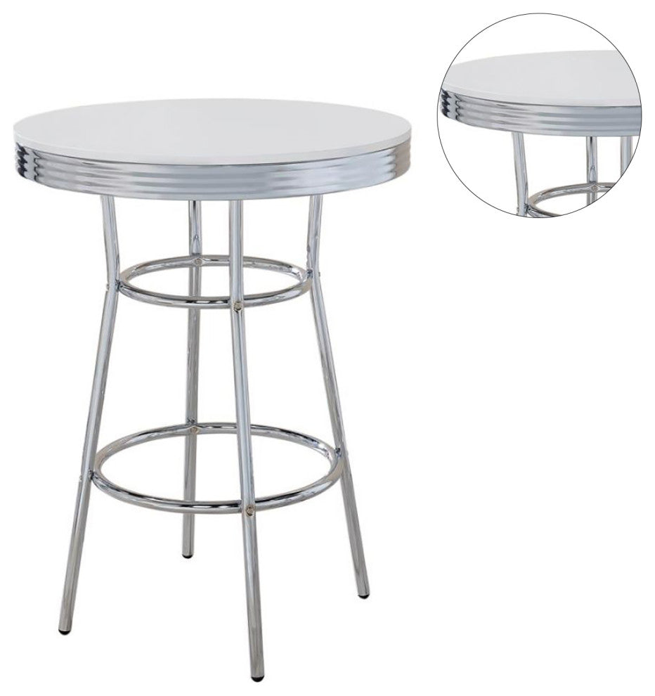30" Round Bar Table, White