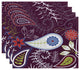 18"x14" Paisley Floral, Floral Print Placemat, Purple, Set of 4