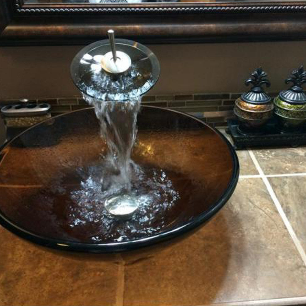 Ty Glass Brown Vessel Sink
