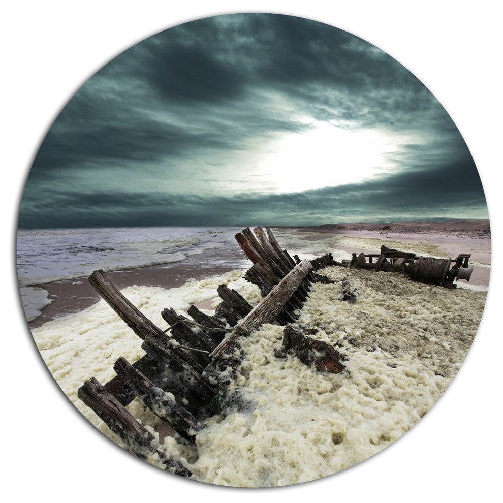 Skeleton Coast National Park, Landscape Round Metal Wall Art, 23"
