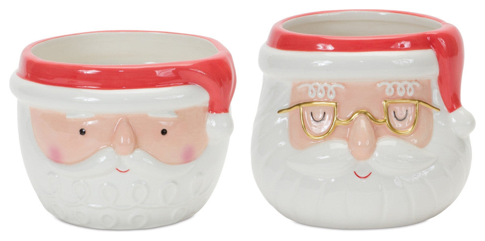 Ceramic Santa Planter, 2-Piece Set
