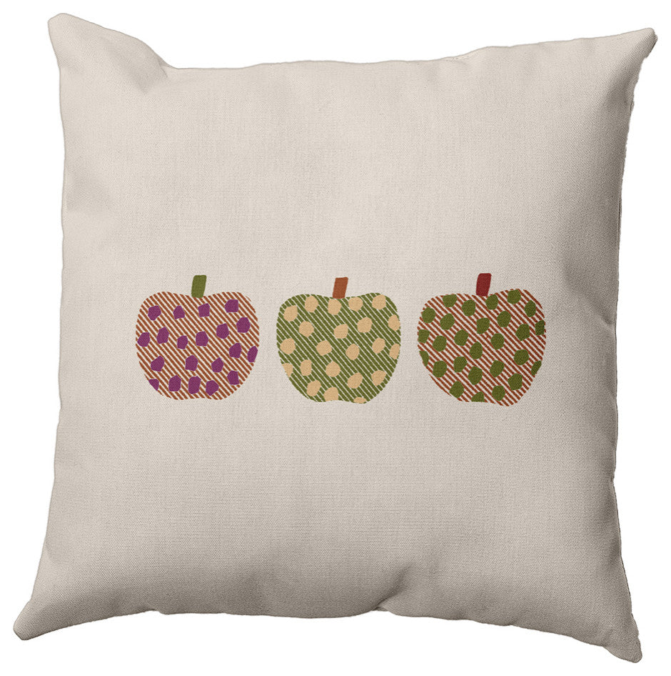 16"x16" Apples Decorative Throw Pillow, Dusty Rose
