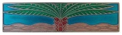 Horizontal Royal Palm Pull, Brilliant Pewter-Bright Turquoise