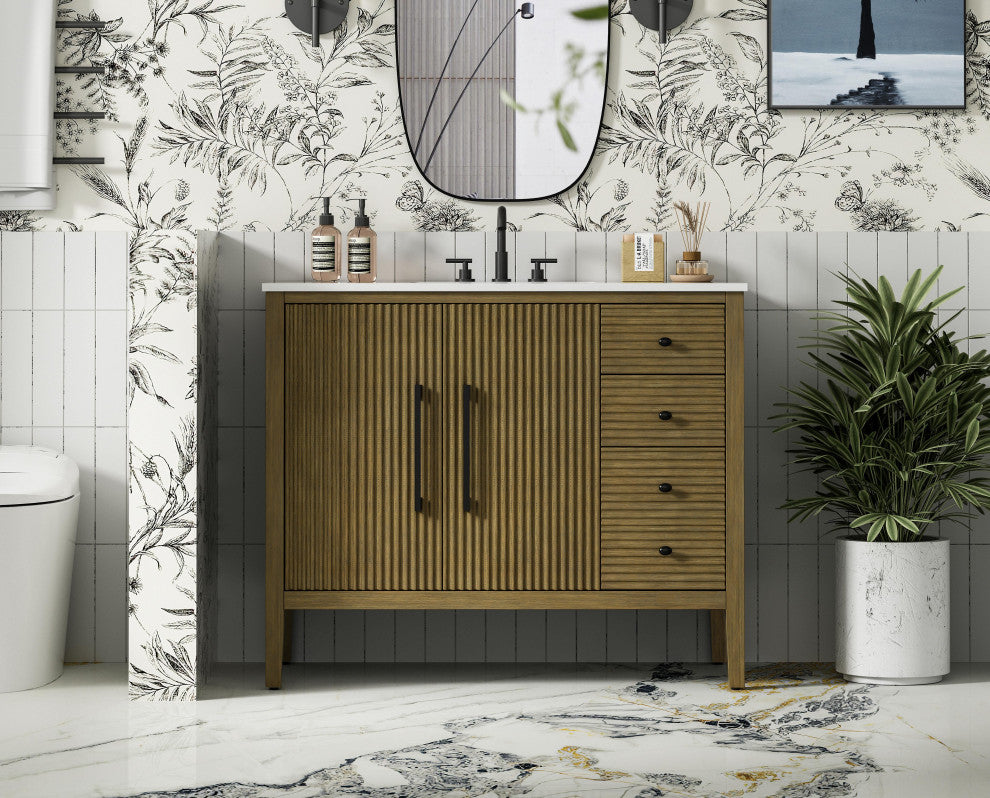Home Living 42" Single Bathroom Vanity, Hazel Oak