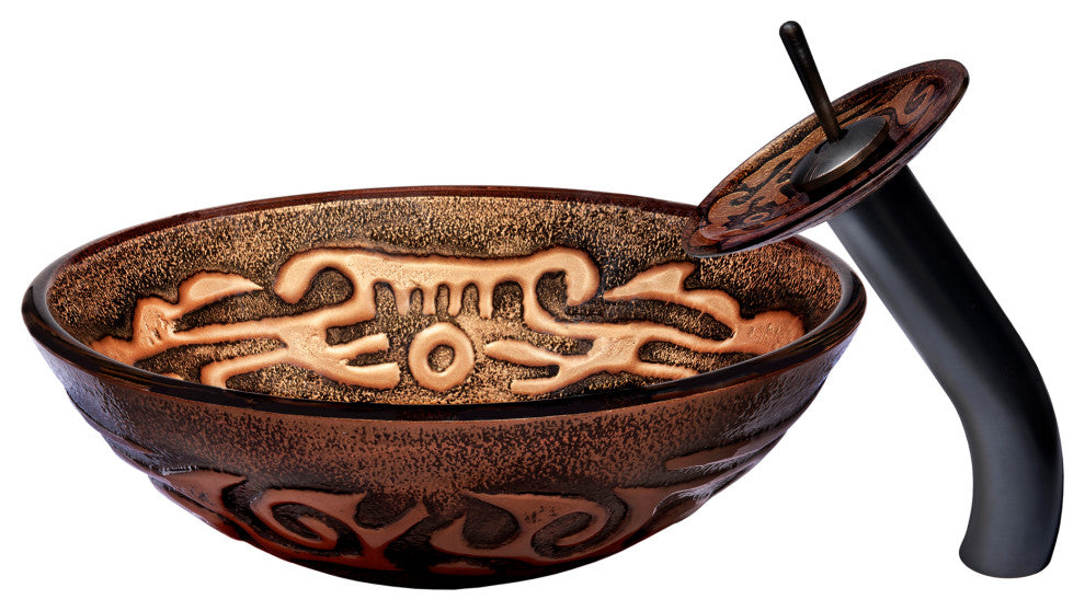 Mosaico Glass Vessel Sink Set, Oil Rubbed Bronze