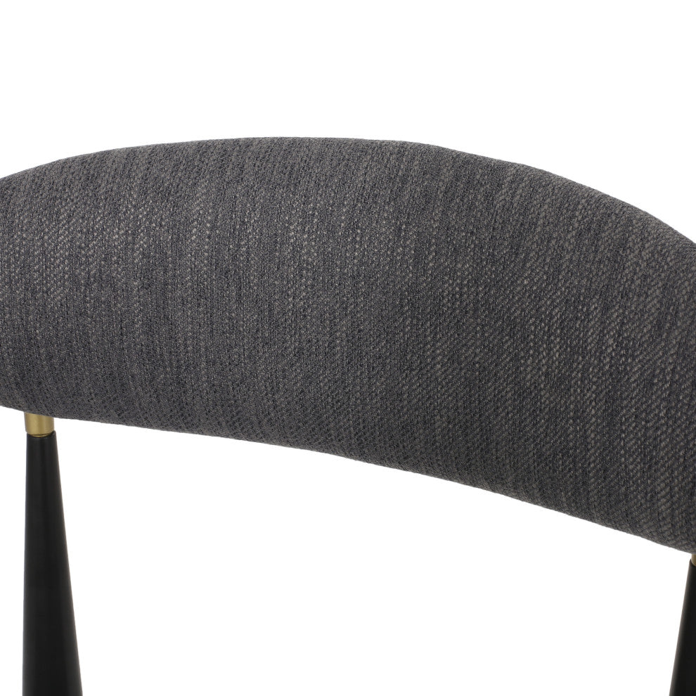 Camas Modern Fabric Upholstered Iron 30" Barstools, Set of 2, Charcoal/Black
