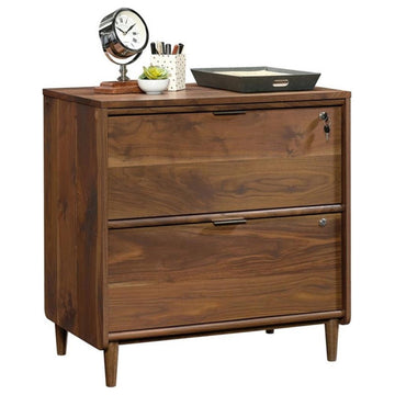 Home Square 2 Drawer Lateral Wood Filing Cabinet Set in Grand Walnut (Set of 2)