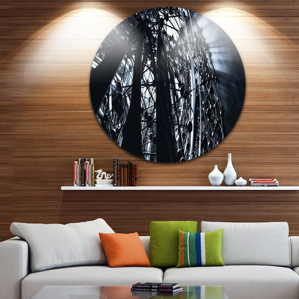 3D Abstract Art Black Atomic, Abstract Digital Art Round Wall Art, 23"