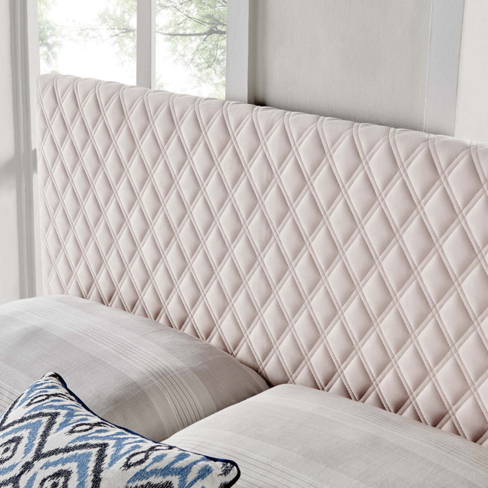 Headboard, Full Queen Size, Velvet, Pink, Modern Contemporary, Bedroom Master