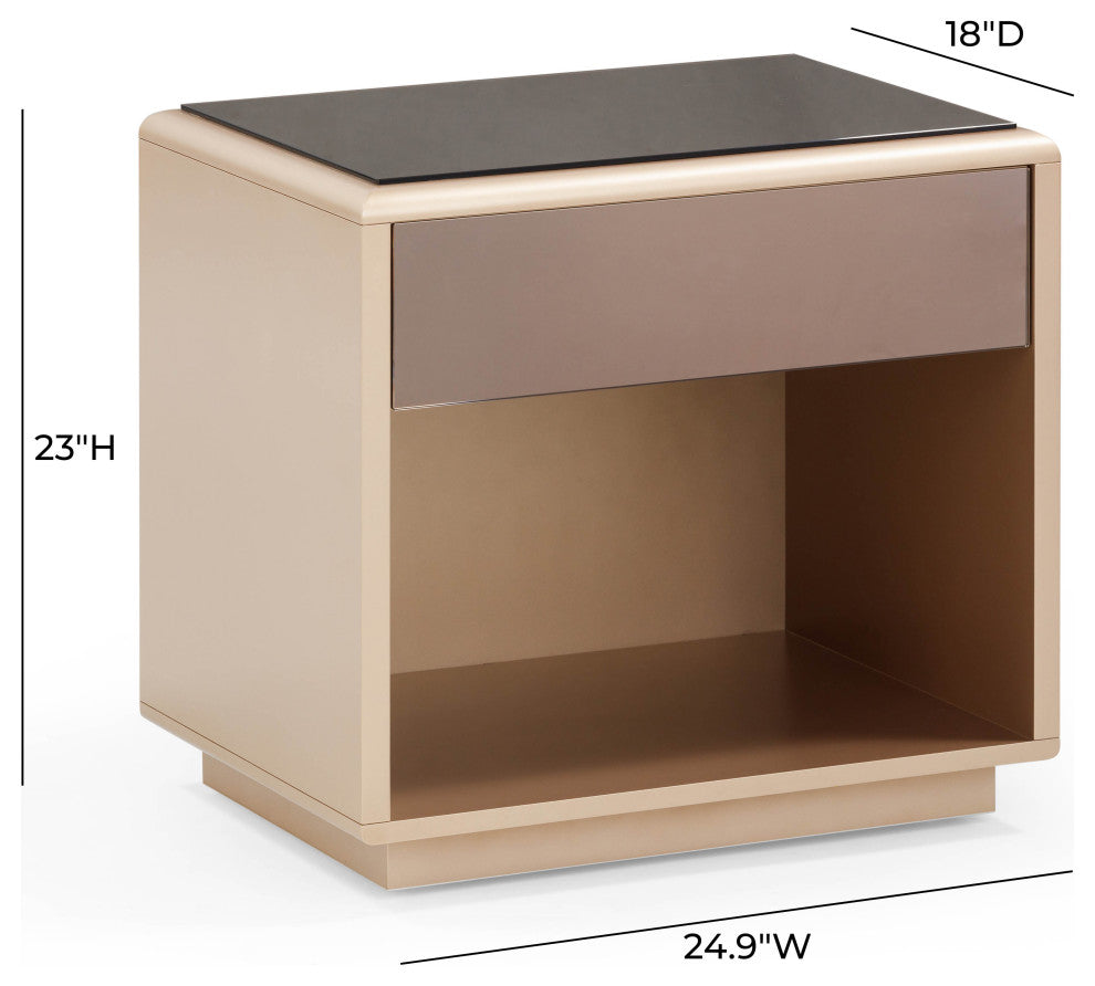 Martha Taupe Mirrored Nightstand