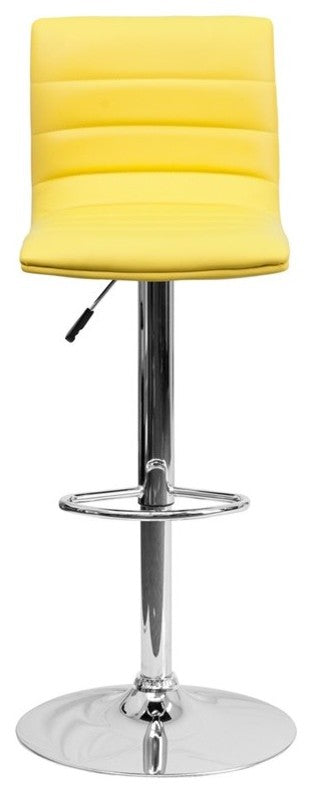 Estella Lois Mid-Back Yellow Vinyl Swivel Adjustable Barstool