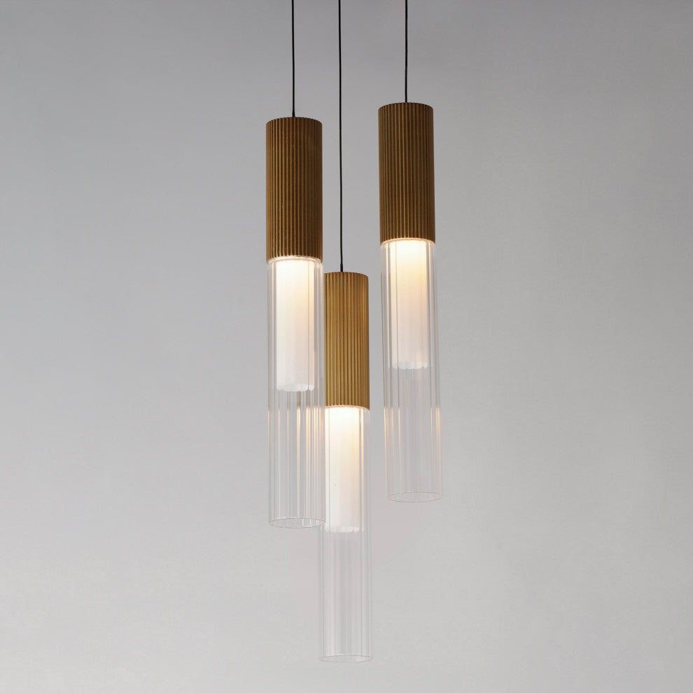 ET2 E11013 Reeds 3 Light 12"W LED Suspension Multi Light Pendant - Gold