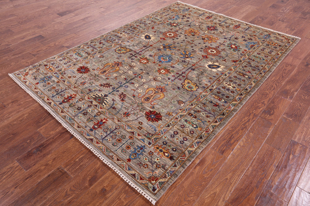 Persian Tabriz Hand Knotted Rug 5' 8" X 8' 1" - Q12151