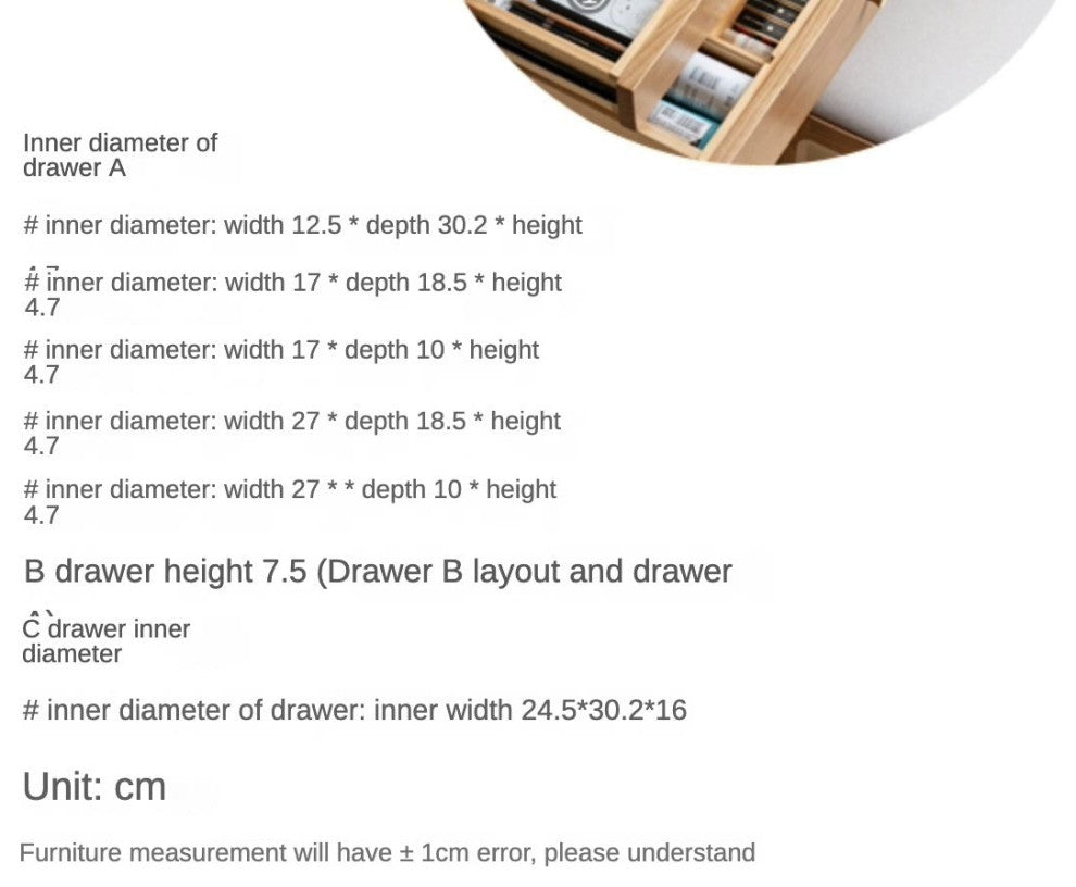 Ash Wood Dressing Table, Walnut Color/ Makeup Table 31.4"