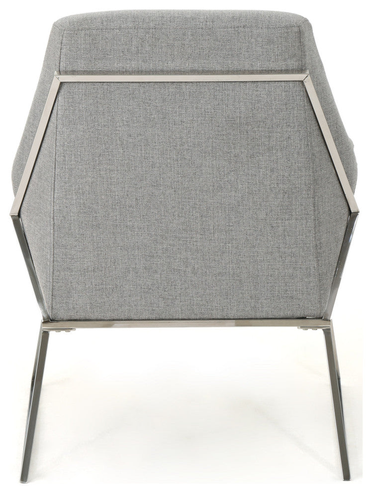 GDF Studio Zach Modern Fabric Armchair With Stainless Steel Frame, Gray