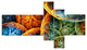 Vibrant Colorful Clouds, Abstract Canvas Art Print, 60"x32", 5 panels
