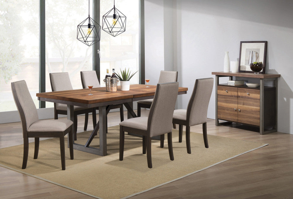Set of 2 Side Chairs, Gray and Espresso