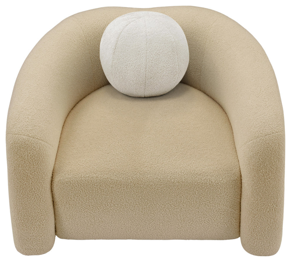 Kali Faux Shearling Teddy Fabric Upholseterd Chair, Beige