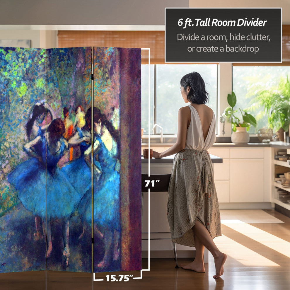 6' Tall Double Sided Works of Degas Room Divider, Dancers