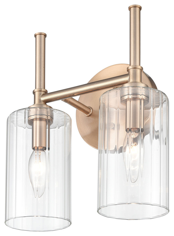 2 Light 10.5" Modern Gold Bathroom Vanity Light