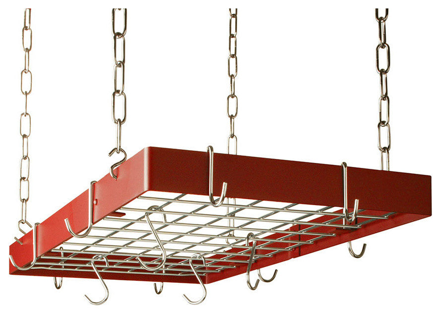 Rogar Rectangular Pot Rack, Red/Chrome