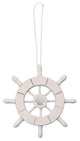 White Decorative Ship Wheel With Seashell Christmas Tree Ornament 6''