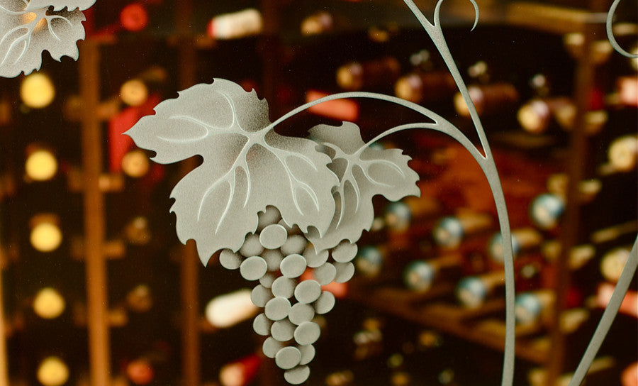 Wine Door - Vineyard Grapes Unfurled - Primed - 32" x 84" - Knob on Right -...