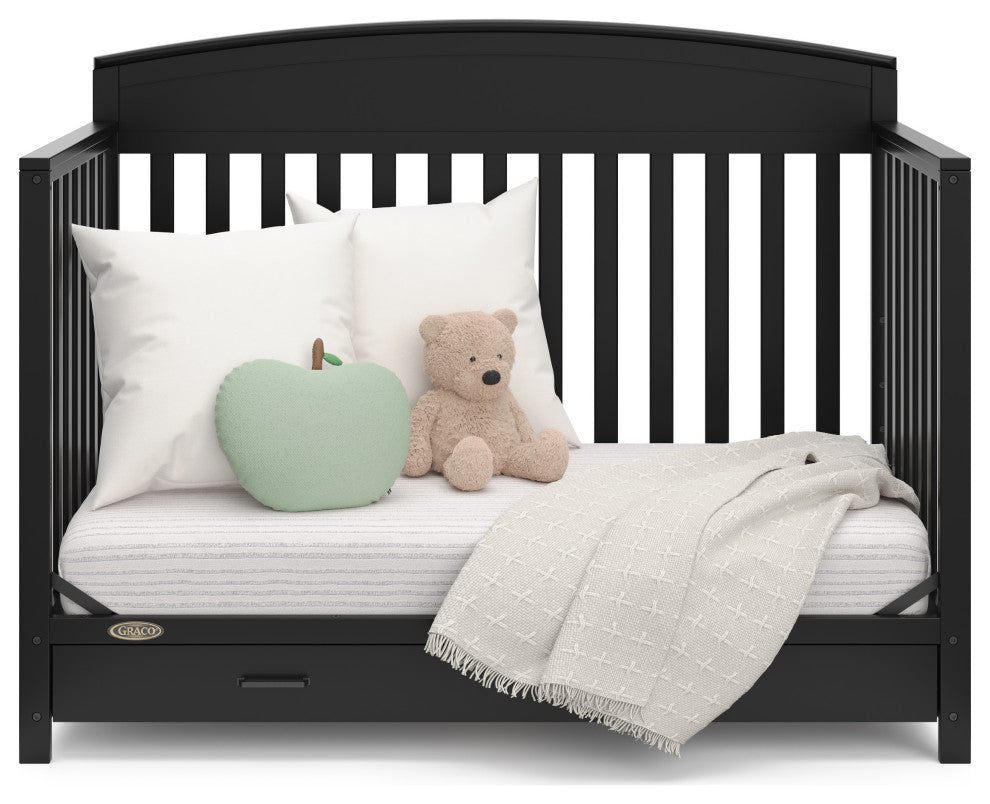 Graco Benton 5-in-1 Convertible Crib With Drawer, Black, Converts to Toddler Bed