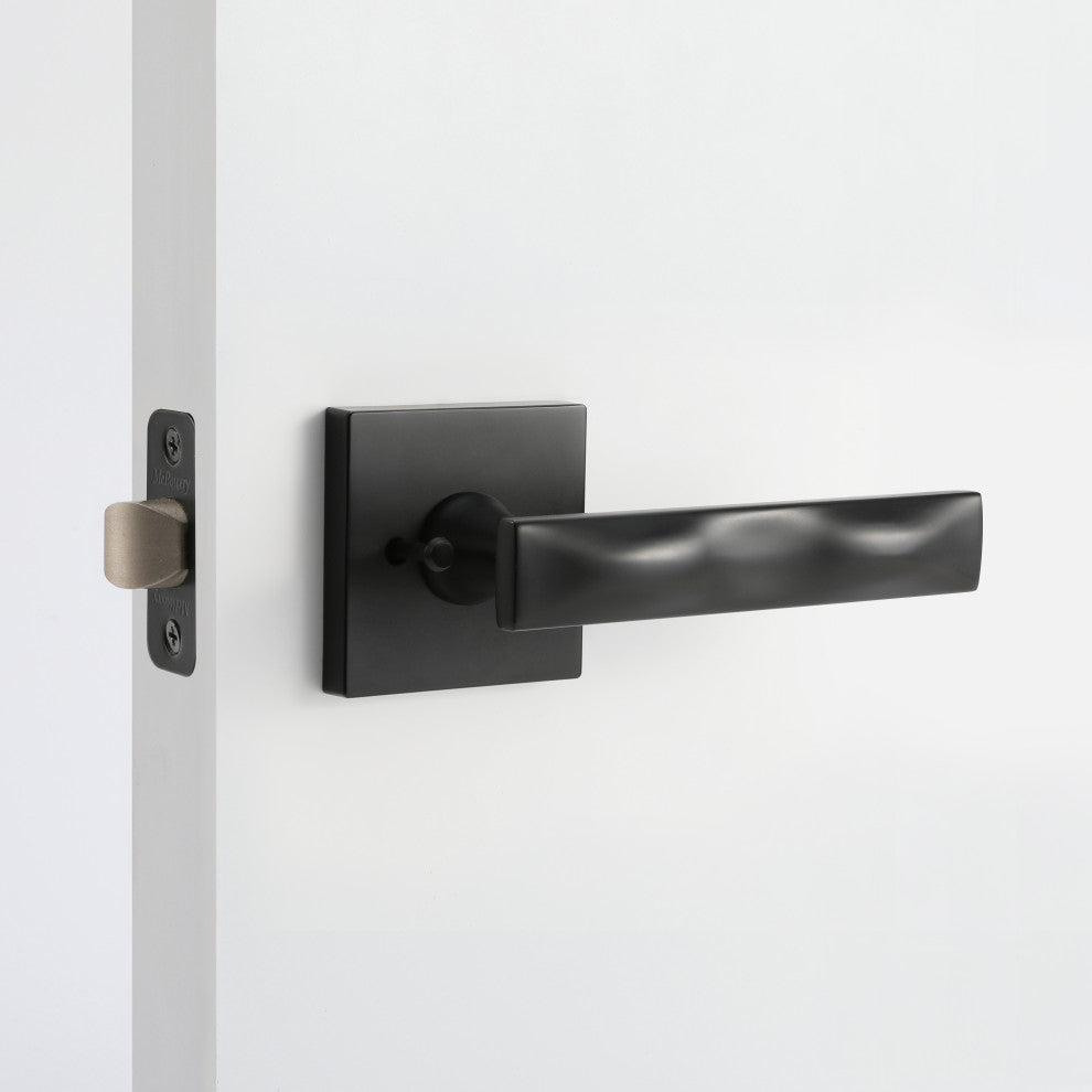 Modern Heavy Duty Designer Interior Door Lever - Essex Collection, Matte Black, Privacy Left Hand