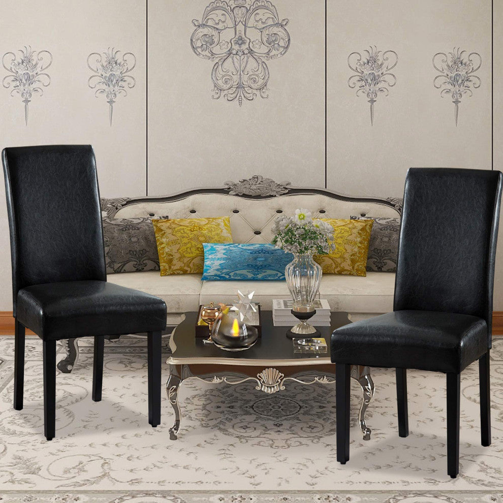 Rochefort Synthetic Leather Armless Set of 2-Pieces Dining Room Accent Chair, Bl