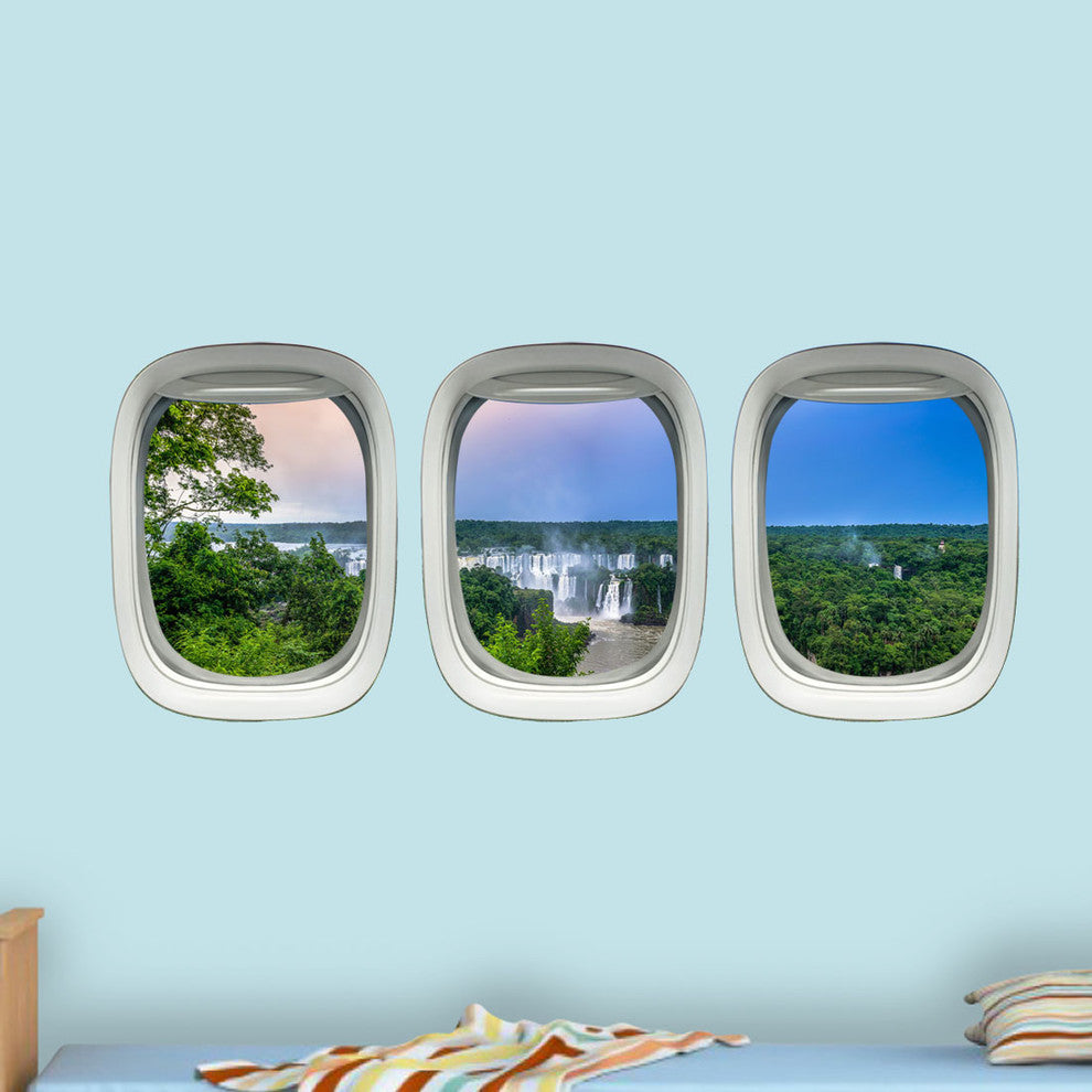 Aviation Window Stickers, Waterfall Wall Art Plane Window Clings